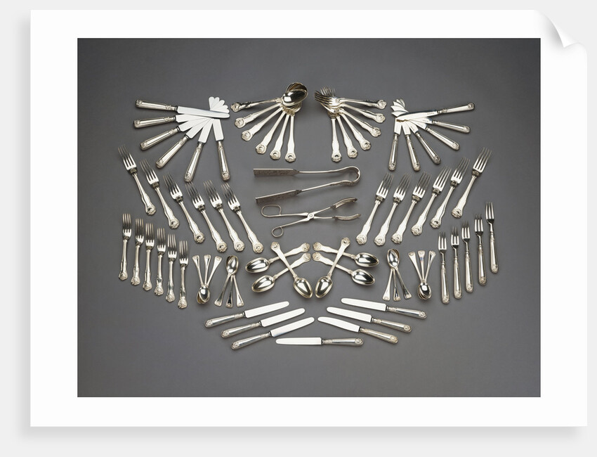 A selection of French (sandwich servers) and English (table service) silver by Anonymous