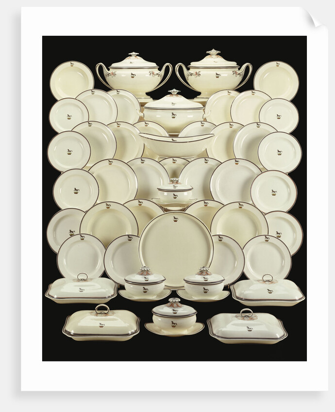 A Wedgwood composite creamware crested part dinner-dervice by Anonymous
