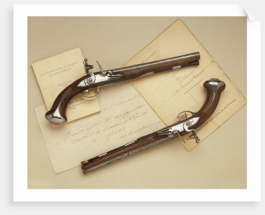 The Lafayette-Washington pair of steel-mounted 'saddle' pistols by Anonymous