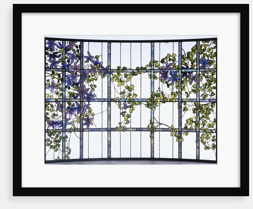 Tiffany Studios 'Clematis' leaded glass three-sectioned skylight by Anonymous