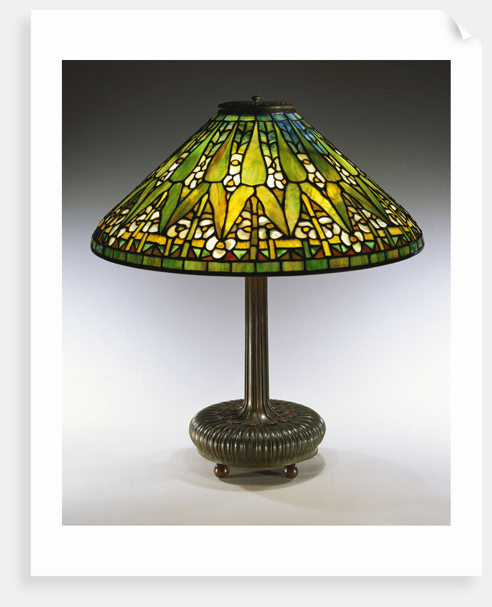 Tiffany Studios 'Arrowroot' leaded glass and bronze table lamp by Anonymous