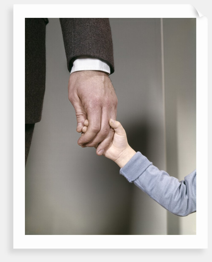 1960s Adult Man Hand Holding That Of Small Child Toddler Father Young Old Safety Protection Guidance Retro by Anonymous