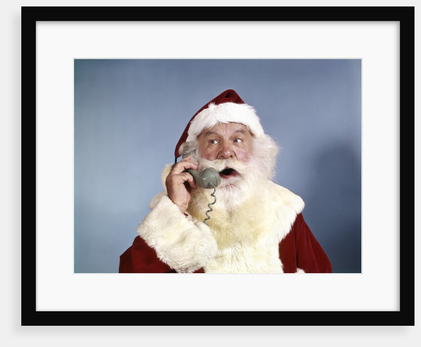 1960s Santa Claus Talking On Telephone Retro by Anonymous