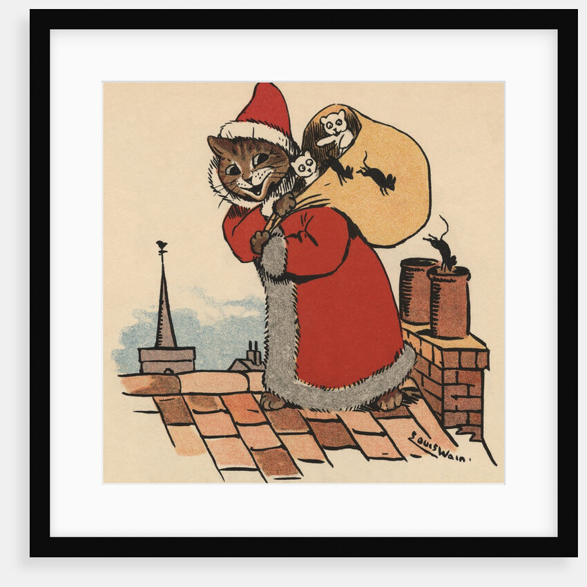 Cat Santa Clause by Louis Wain
