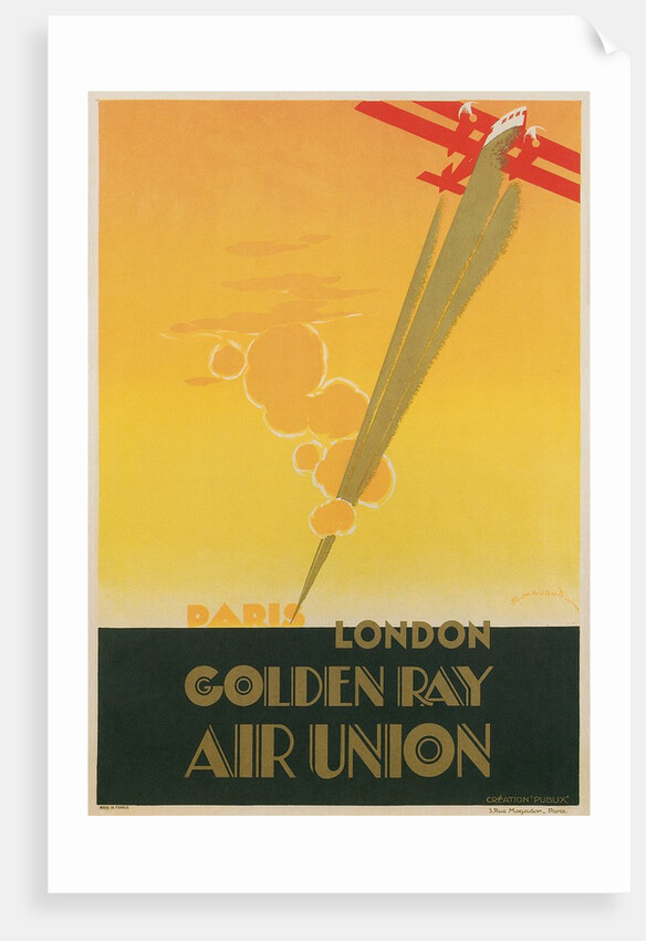 Paris London Golden Ray Air Union Poster by Anonymous