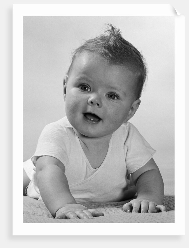 1950s Crawling Happy Curious Baby by Anonymous