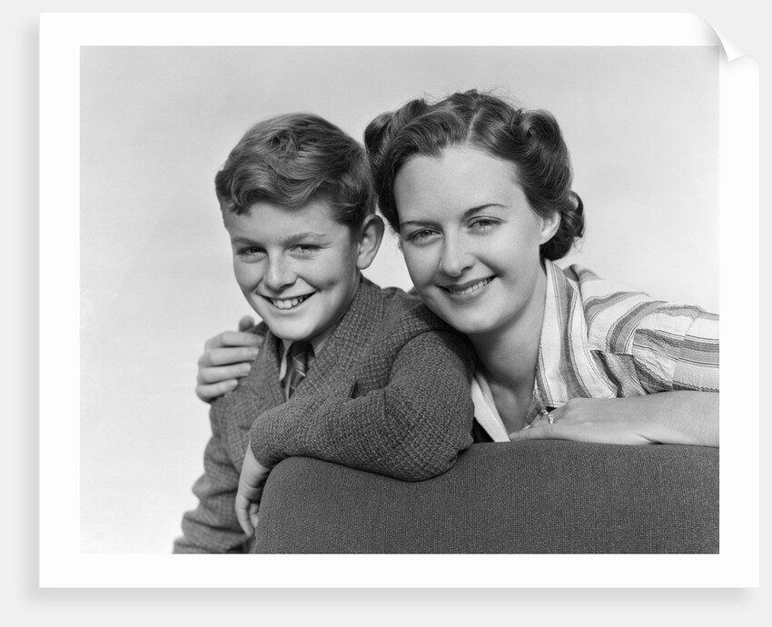 1940s Portrait Woman Mother Hugging Boy Son Smiling Looking At Camera by Anonymous