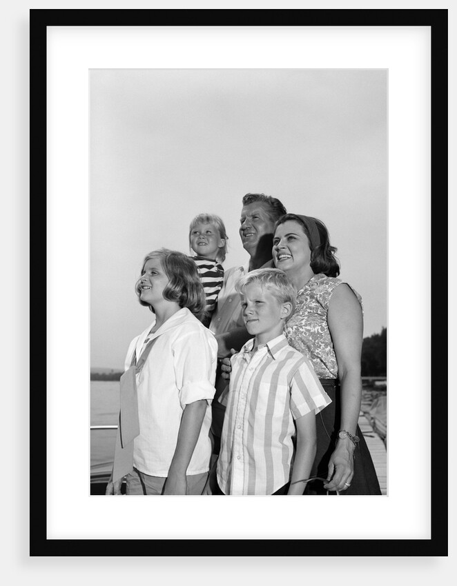 1960s Smiling Family Portrait Father Mother Two Daughters Son Standing Together Outdoors by Anonymous
