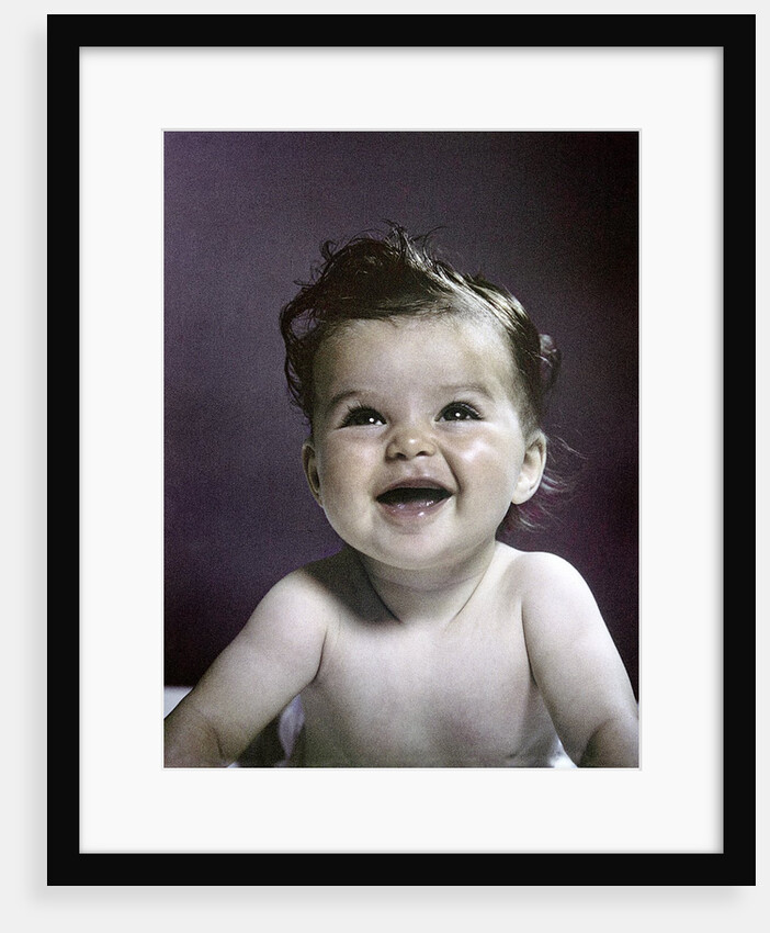 1940s 1950s Baby Head Shoulders Smiling Laughing Happy by Anonymous