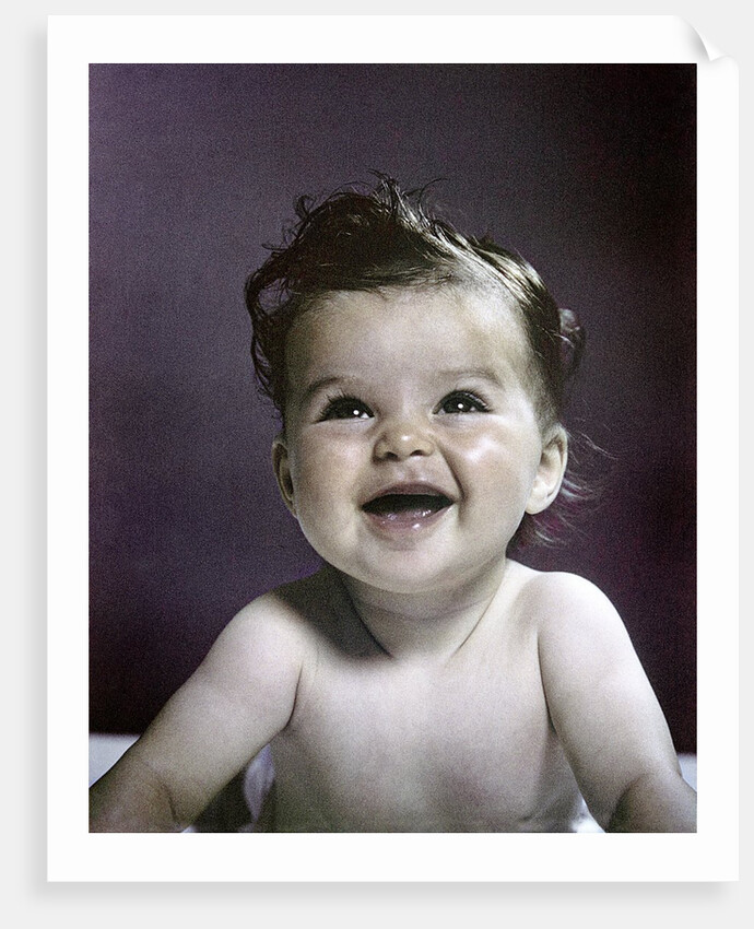 1940s 1950s Baby Head Shoulders Smiling Laughing Happy by Anonymous