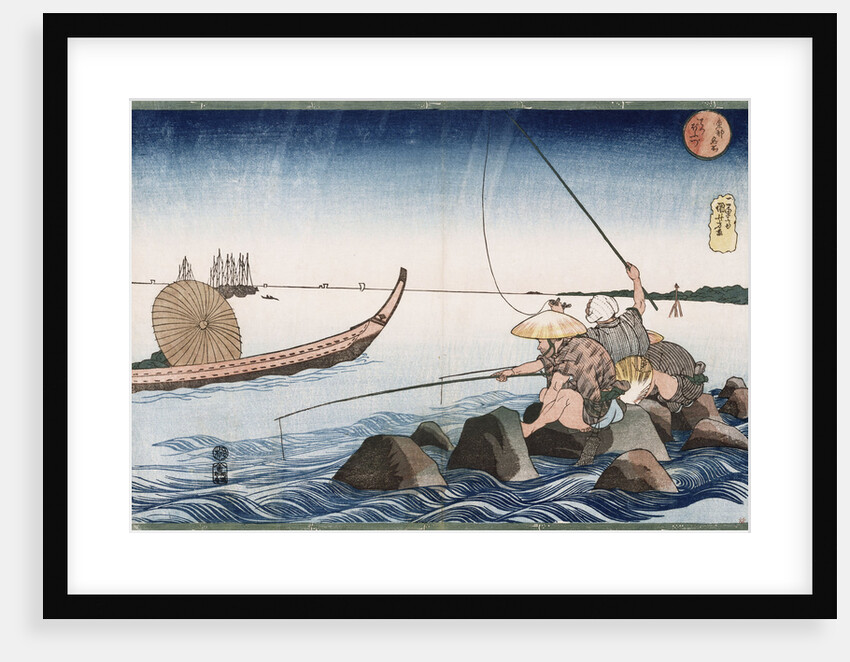 Three Anglers Fishing at Teppozu by Utagawa Kuniyoshi