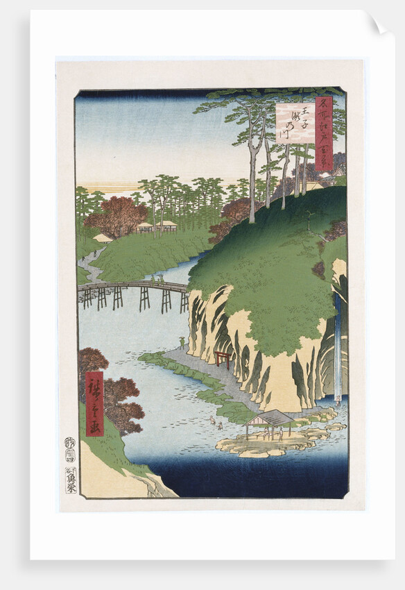 River of Waterfalls, Oji by Ando Hiroshige from the series 'One Hundred Views of Famous Places in Edo' by Ando Hiroshige