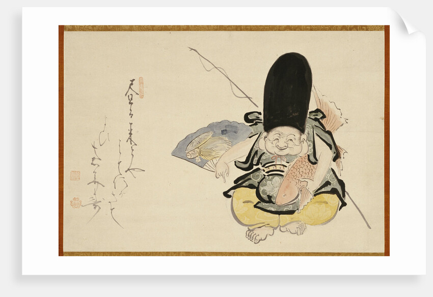 Ebisu dancing with a poem by Hakuin Ekaku