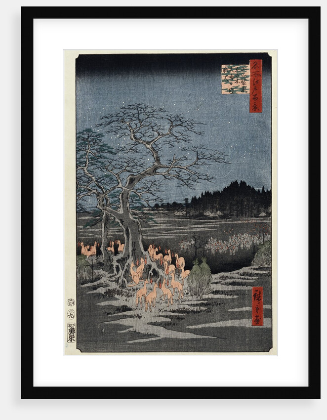 New Year's Eve foxfires at the Nettle Tree, Oji by Ando Hiroshige from the series 'One Hundred Views of Famous Places in Edo' by Anonymous