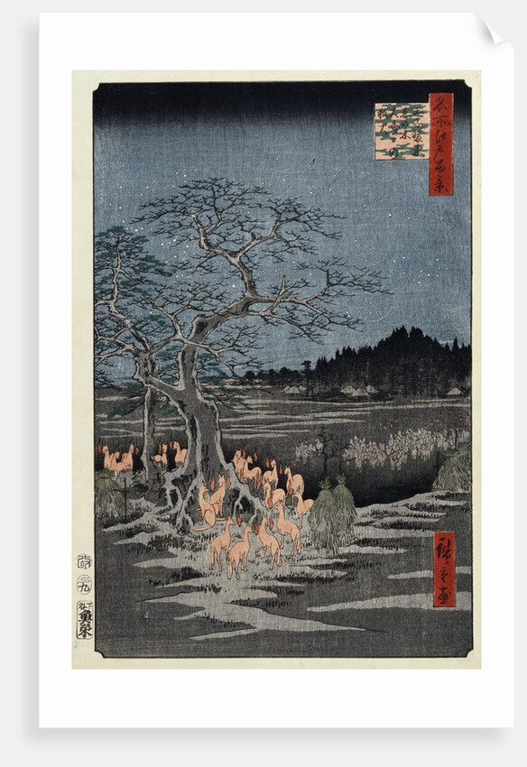 New Year's Eve foxfires at the Nettle Tree, Oji by Ando Hiroshige from the series 'One Hundred Views of Famous Places in Edo' by Anonymous
