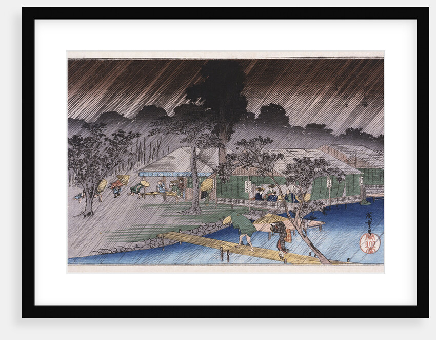 Twilight Shower at Tadasu Bank by Ando Hiroshige from the series 'Famous Places of Kyoto' by Anonymous
