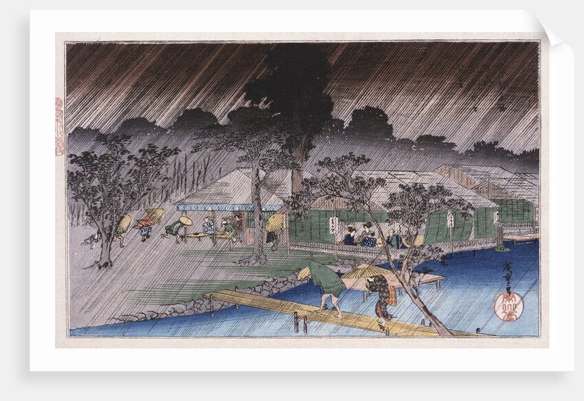 Twilight Shower at Tadasu Bank by Ando Hiroshige from the series 'Famous Places of Kyoto' by Anonymous