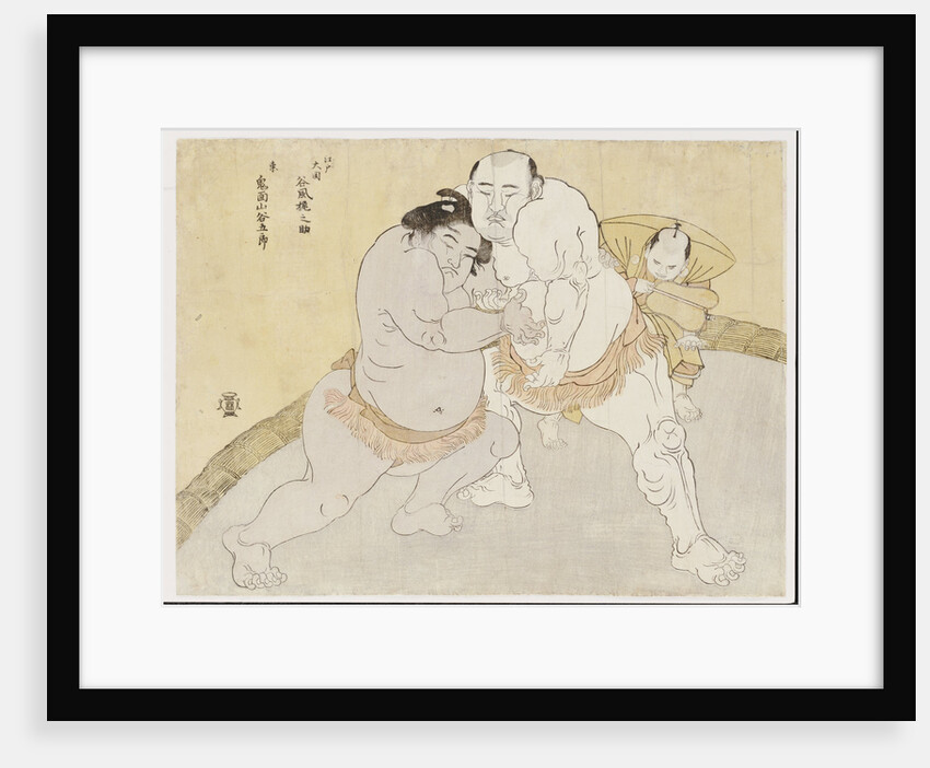 The match between Tanikaze Kajinosuke, the ozeki of the Edo team, and Kimenzan Tanigoro of the Eastern Group by Katsukawa Shunsho