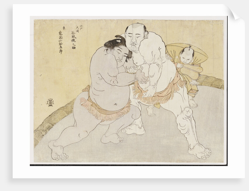 The match between Tanikaze Kajinosuke, the ozeki of the Edo team, and Kimenzan Tanigoro of the Eastern Group by Katsukawa Shunsho