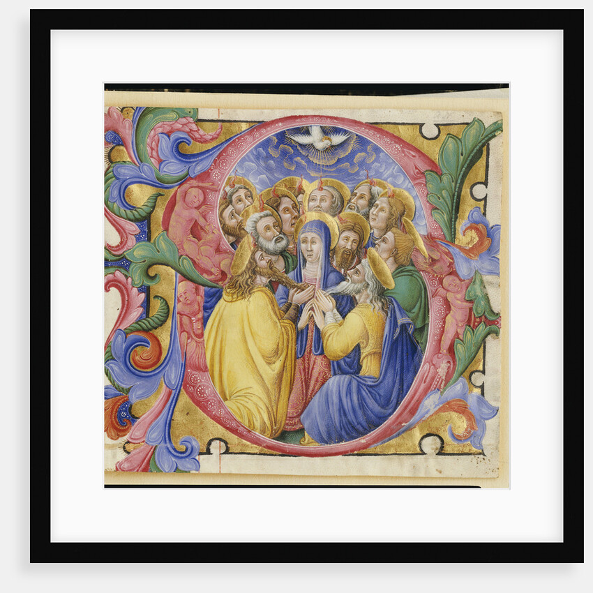 Illuminated initial depicting Pentecost by Anonymous