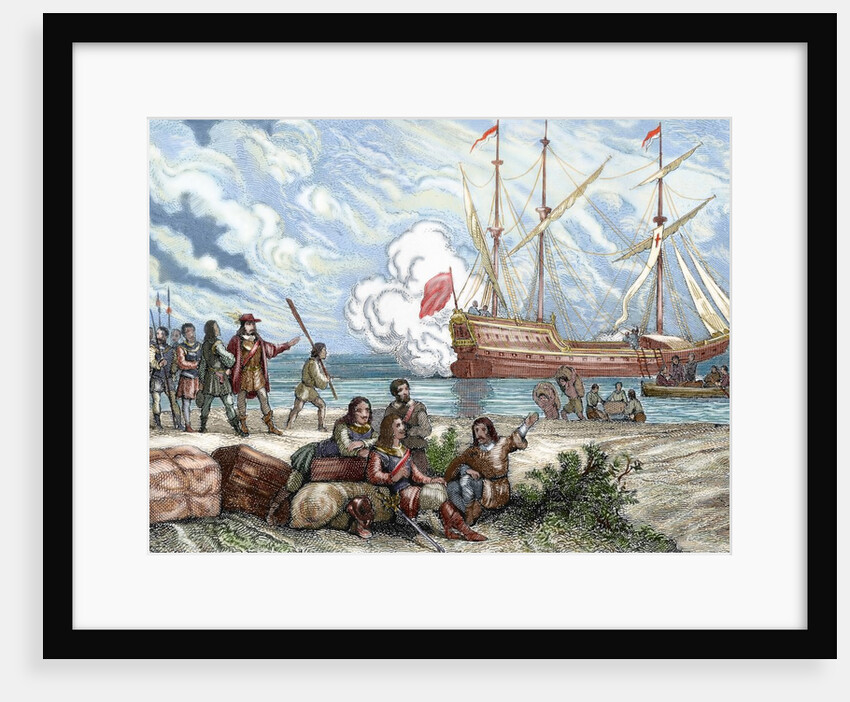 Pedro de Valdivia (ca. 1500- 1553). Spanish conquistador. Landing of Pedro de Valdivia on the coast by Anonymous