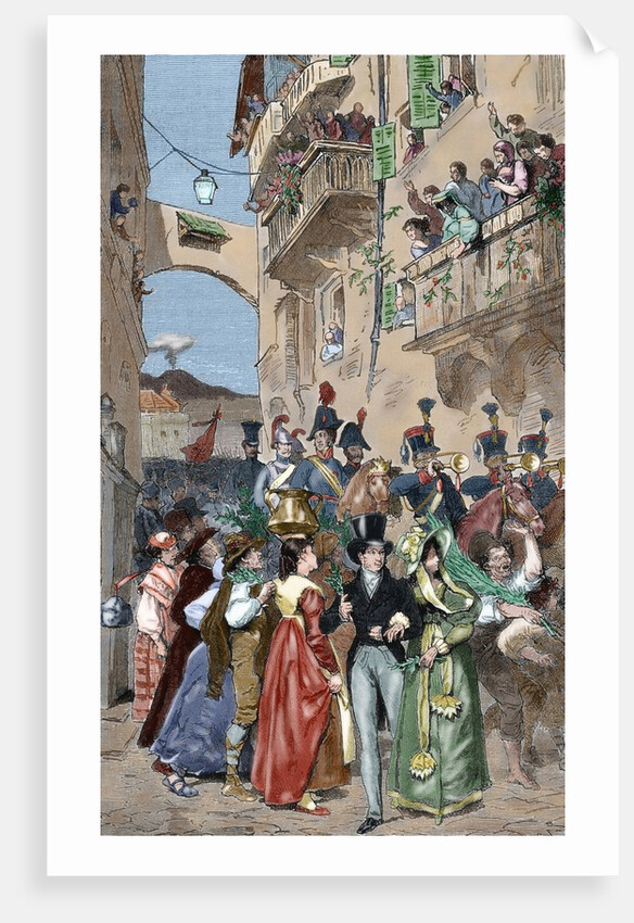 1820 Revolution. Naples. The Austrian troops arriving in Naples to quell the uprising started by the Carbonari by Anonymous