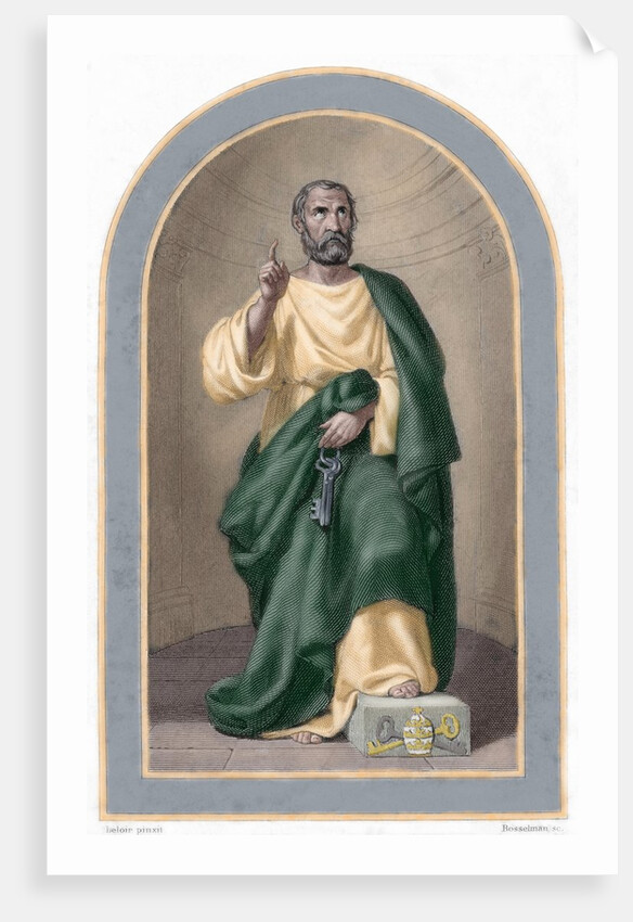 Saint Peter (c. 1 B.C.-67 A.C). Apostle of Jesus Christ and first Pope of the Catholic Church. Color by Anonymous