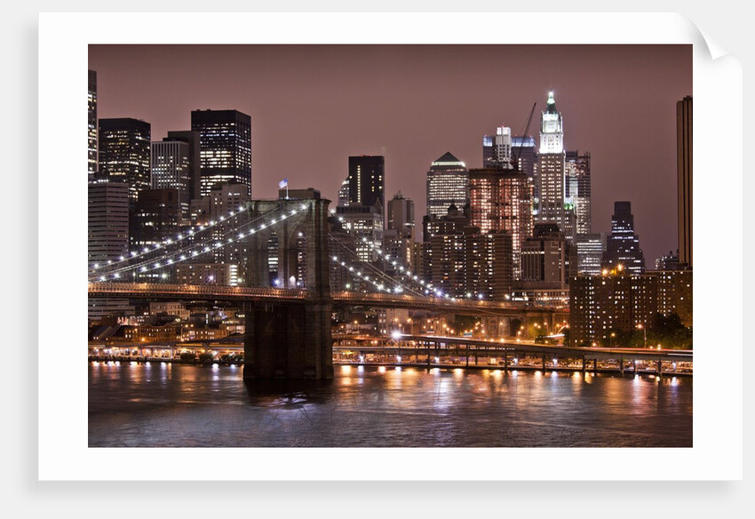Brooklyn Bridge and Manhattan Skyline, New York City by Anonymous