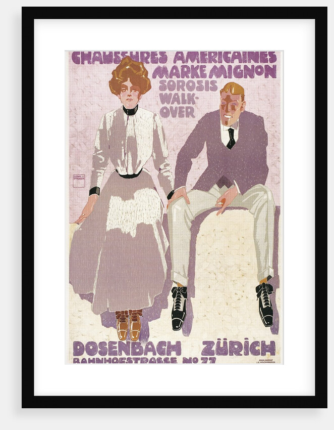Swiss Shoe Advertisement with Couple Sitting on Wall by Anonymous