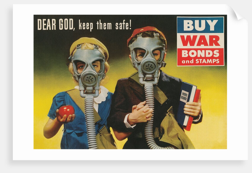 War Bonds Poster, Children in Gas Masks by Anonymous