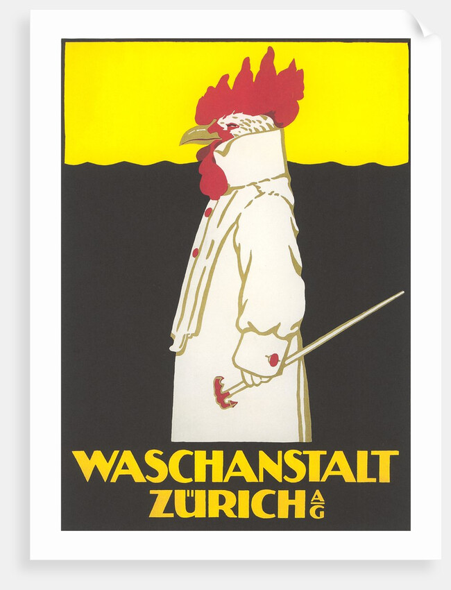 Poster for Zurich Laundry Service with Rooster by Anonymous
