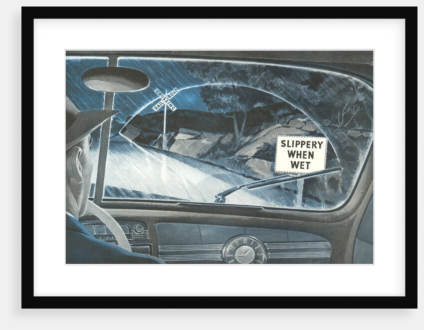 Slippery When Wet, Road Sign by Anonymous