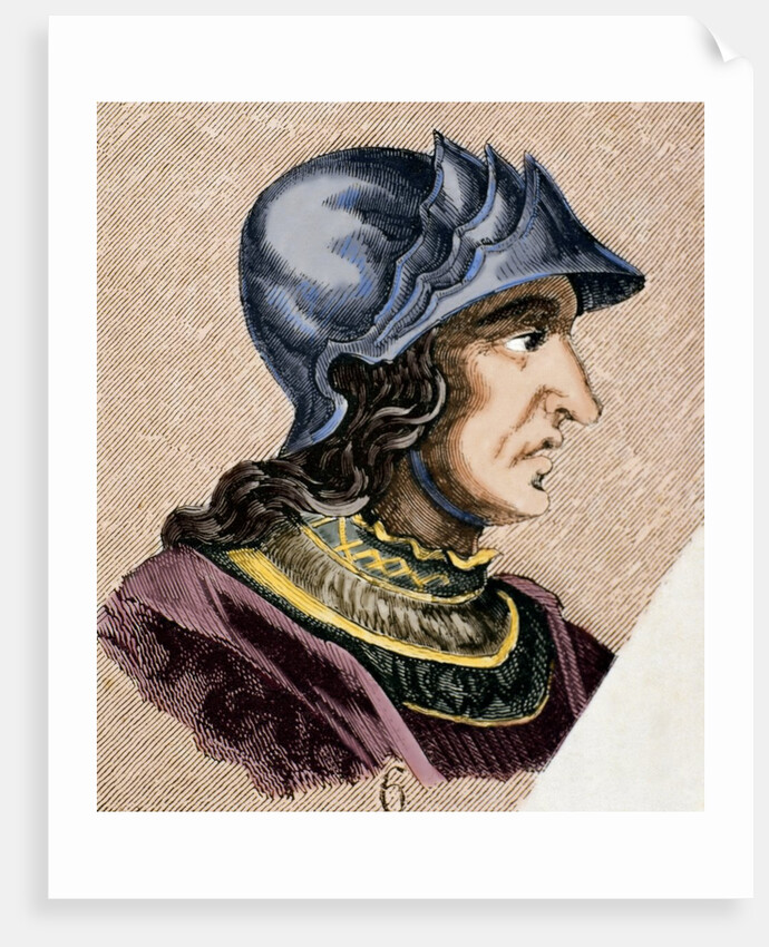 Theodoric II. (died 466). Was the eight of Visigoths from 543 to 466. Engraving. Colored by Anonymous