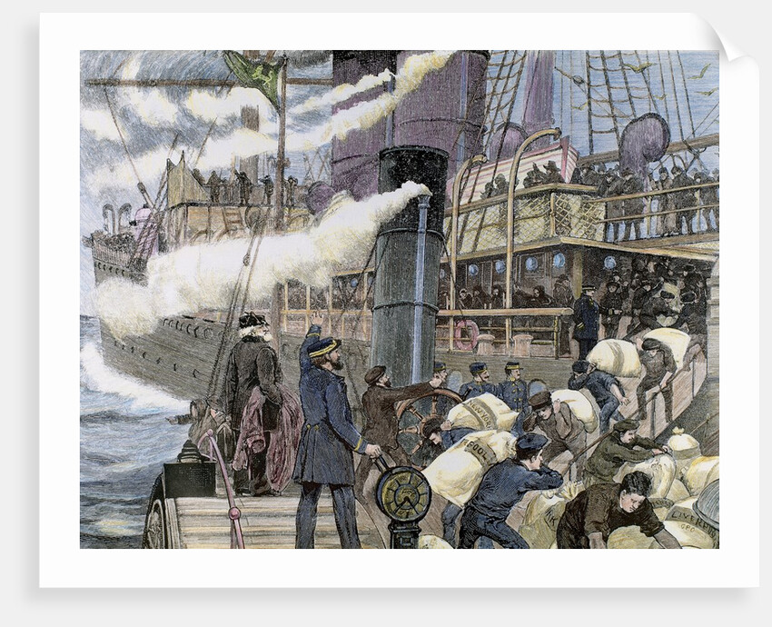 Boat carrying goods in the port of London by Anonymous