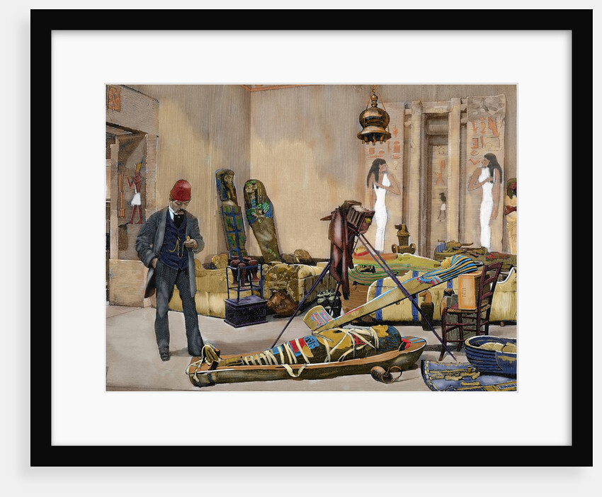 Photographer preparing a portrait of a mummy by Anonymous
