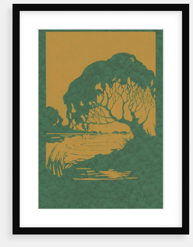 Woodcut of tree and pond by Anonymous