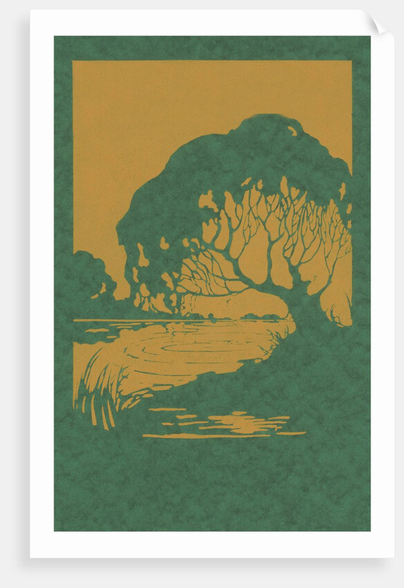 Woodcut of tree and pond by Anonymous