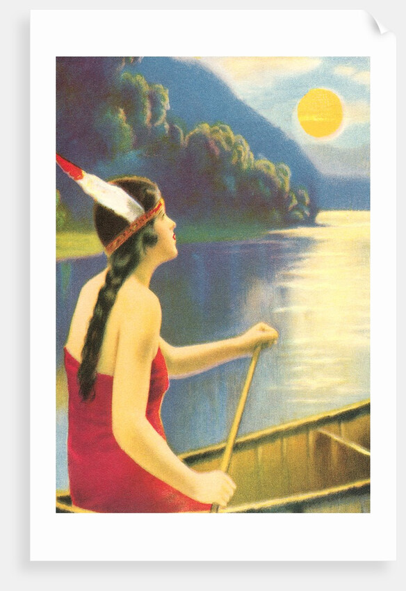 Indian maiden watching the sunset by Anonymous
