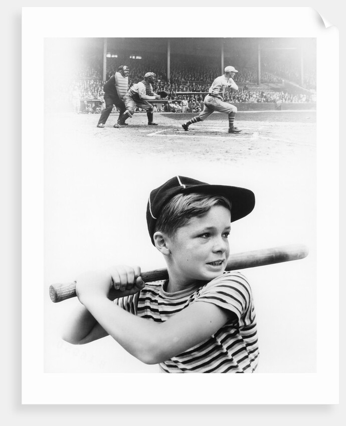 1930s boy daydreaming about professional baseball by Anonymous