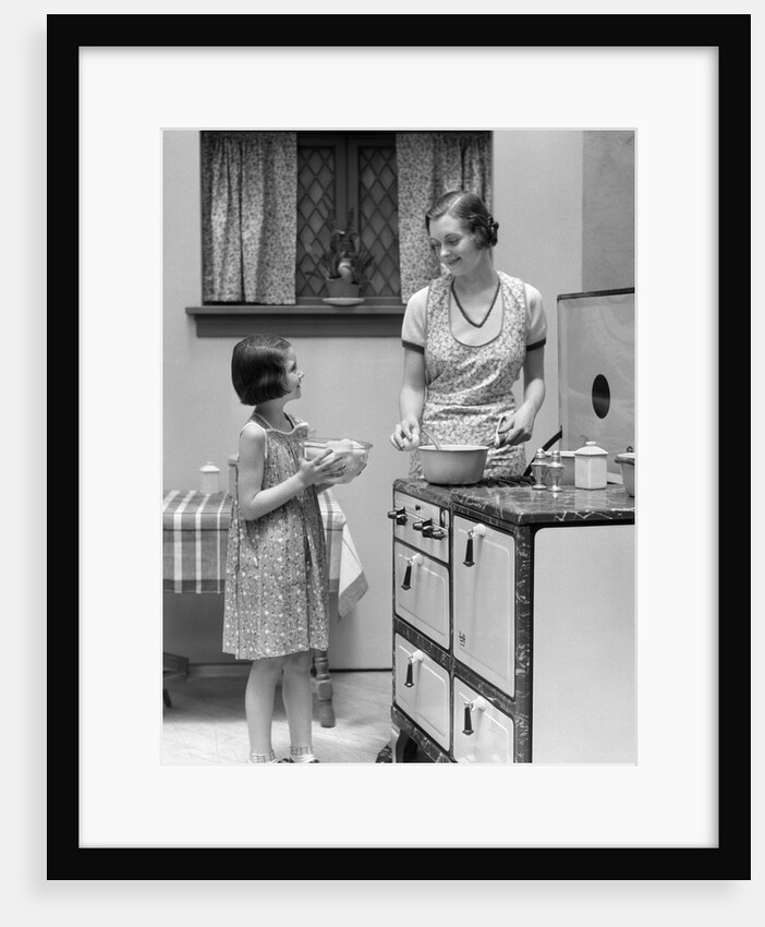 1920s young girl helping her mother to cook by Anonymous