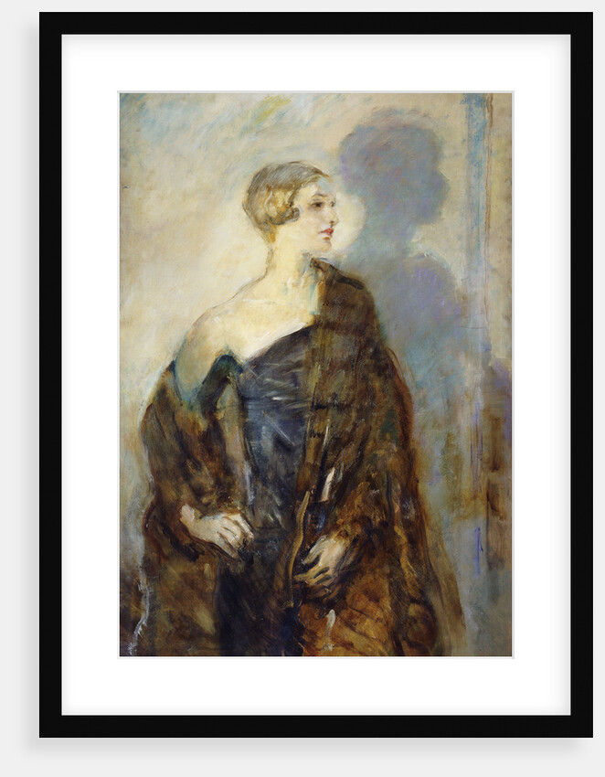 Portrait of Lady Abdy, three-quarter length, wearing a Fur Wrap by Ambrose McEvoy