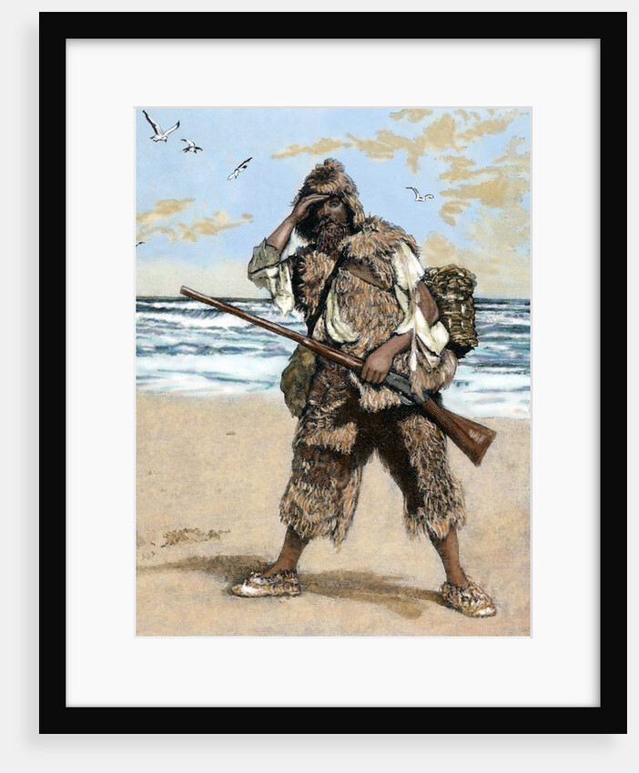 Robinson Crusoe surprised to find out the footprint of a bare foot by Anonymous