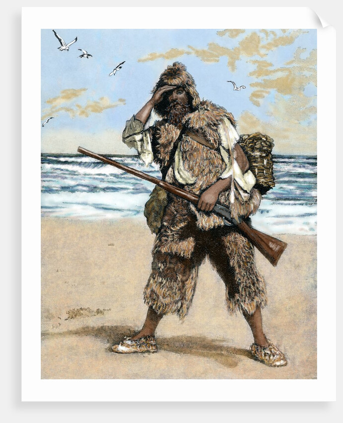 Robinson Crusoe surprised to find out the footprint of a bare foot by Anonymous