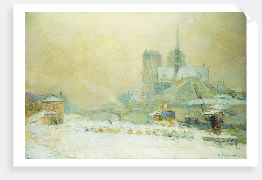 View of Notre Dame, Paris, from the Quai de la Tournelle: Snow Effect by Albert Lebourg