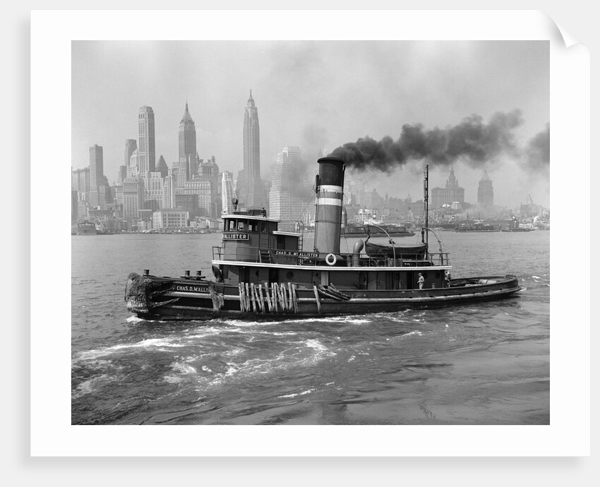 1940s tugboat on Hudson River in NYC by Anonymous