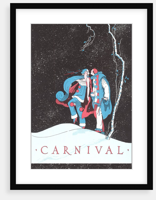 Carnival Clowns in Snow at Night by Anonymous