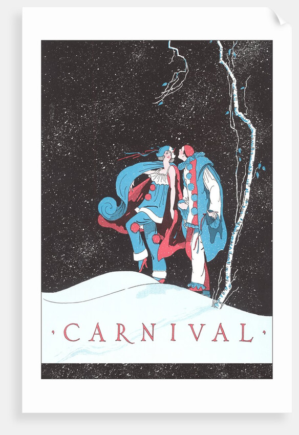 Carnival Clowns in Snow at Night by Anonymous