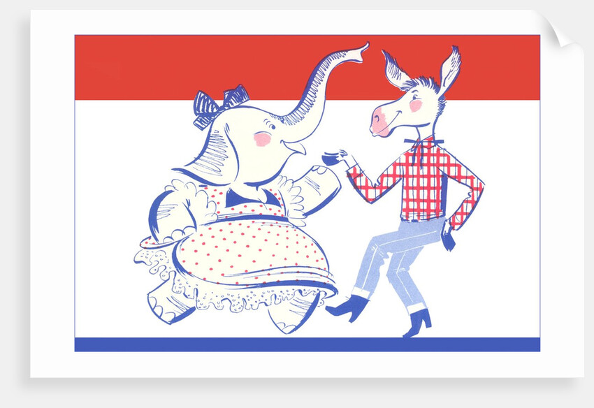 Elephant Dancing with Donkey Political Poster by Anonymous