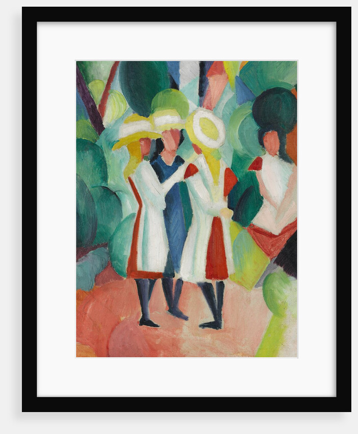 Three Girls in Yellow Straw Hats I by August Macke
