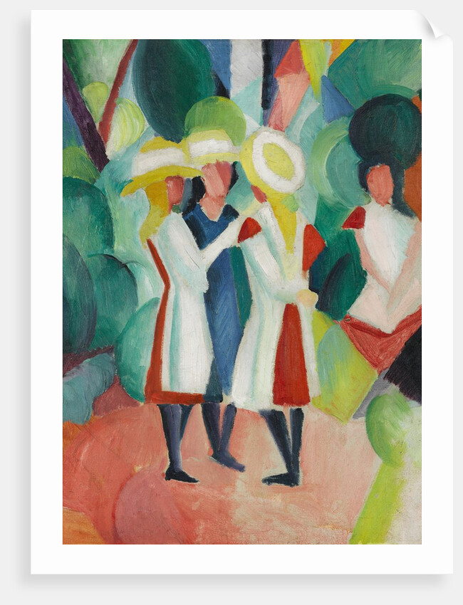 Three Girls in Yellow Straw Hats I by August Macke
